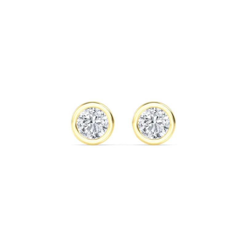 Icon Round Lab-Grown Diamond Earrings in yellow gold — view 1
