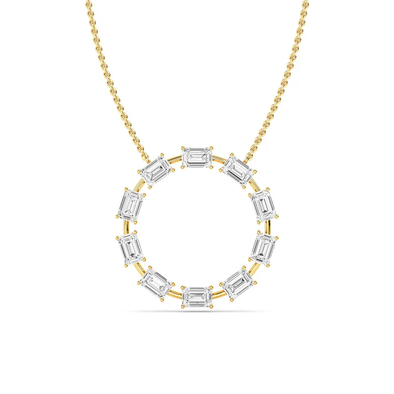 Vista Emerald Lab-Grown Diamond Pendant in yellow gold — view 1