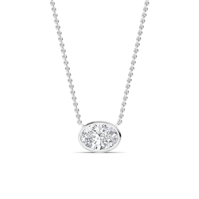 Adore Oval Lab-Grown Diamond Pendant in white gold — view 1