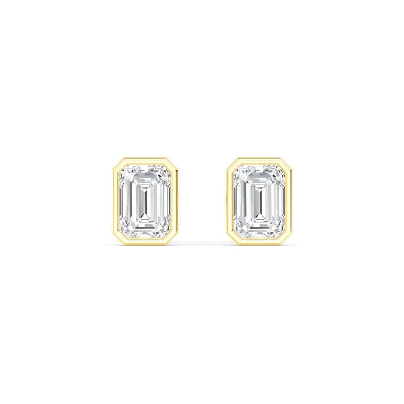 Icon Emerald Lab-Grown Diamond Earrings in yellow gold — view 1