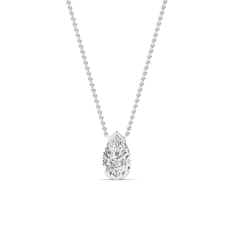 Essence Pear Lab-Grown Diamond Pendant in white gold — view 1