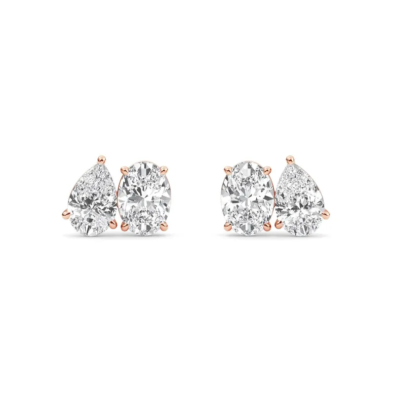 Antonella Mixed-Cut Lab-Grown Diamond Earrings in 9kt rose gold — view 1