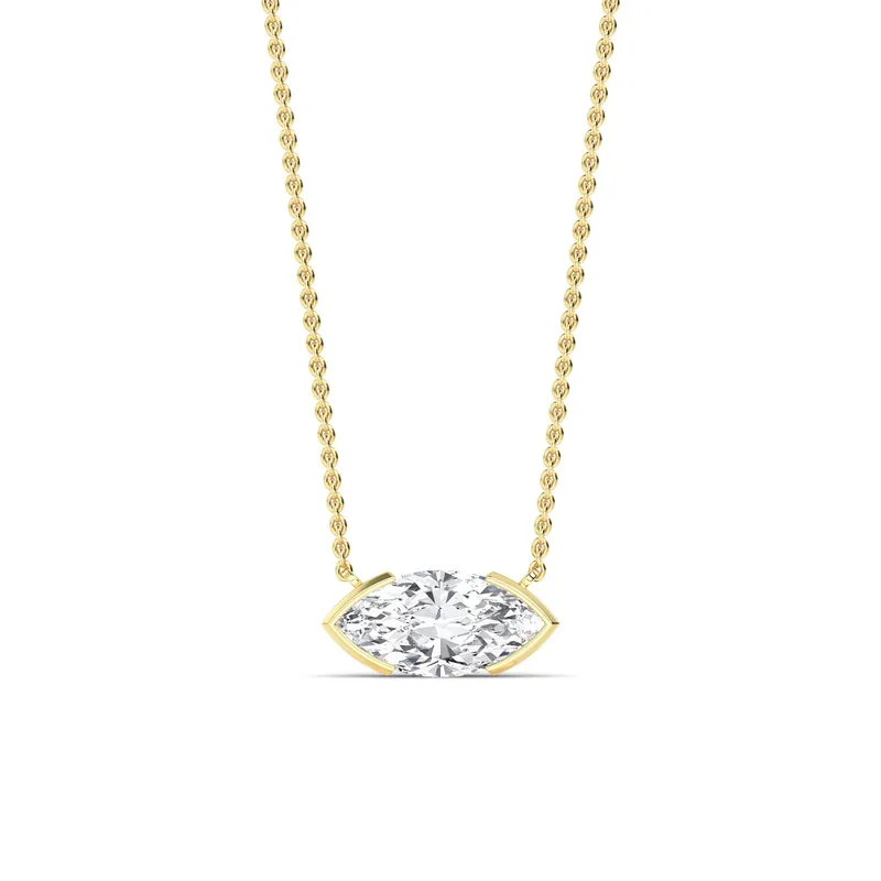 Essence Marquise Lab-Grown Diamond Pendant in yellow gold — view 1