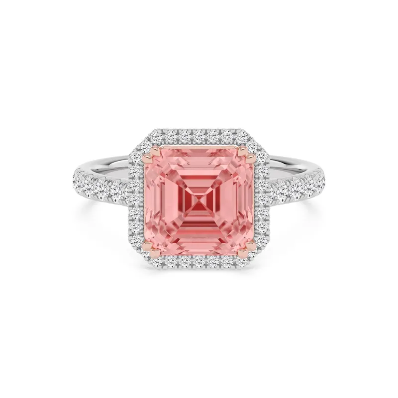 Rhiannon Asscher Pink Lab-Grown Diamond Ring in two tone gold — view 1