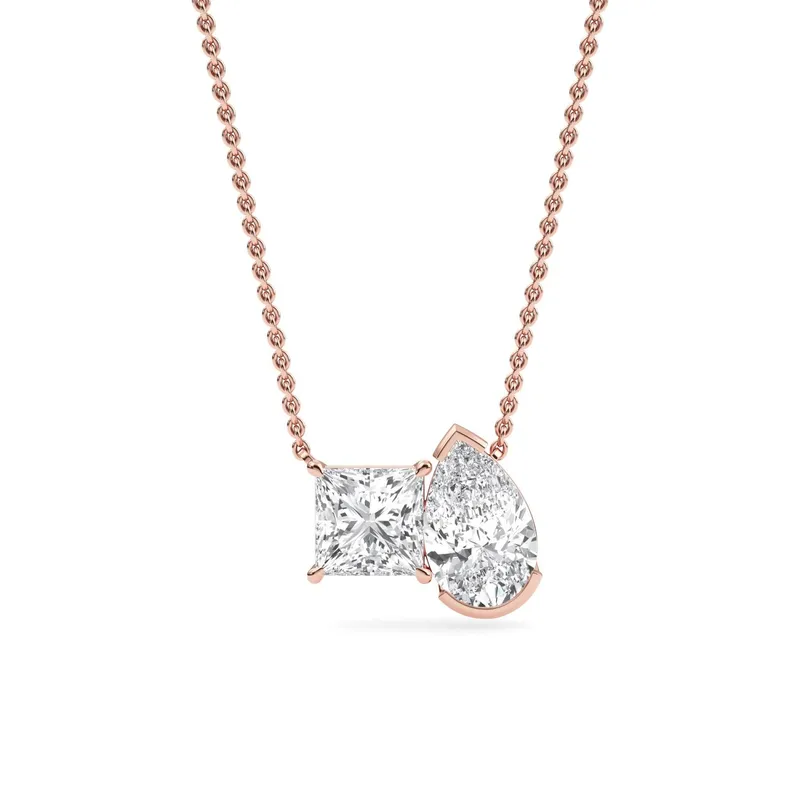 Together Mixed-Cut Lab-Grown Diamond Pendant in rose gold — view 1