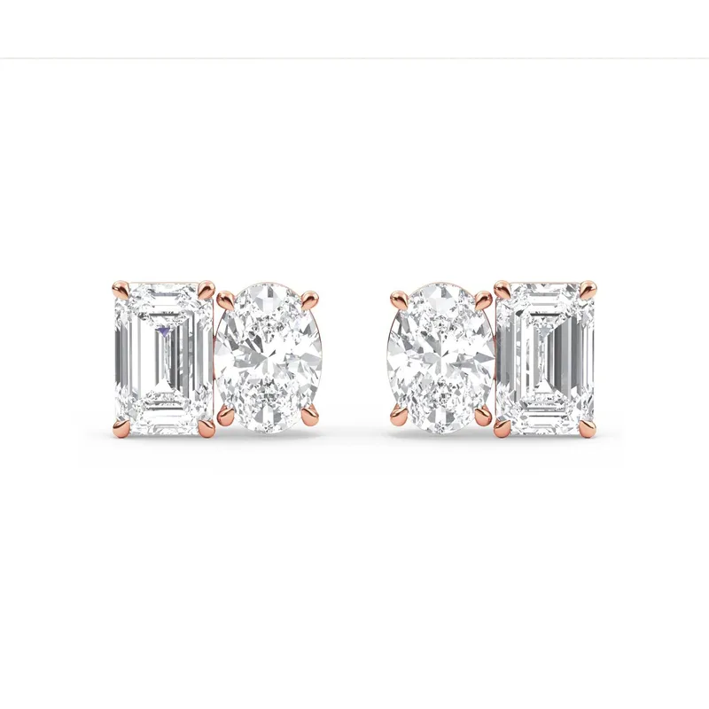 Lucienne Mixed-Cut Lab-Grown Diamond Earrings in 9kt rose gold — view 1