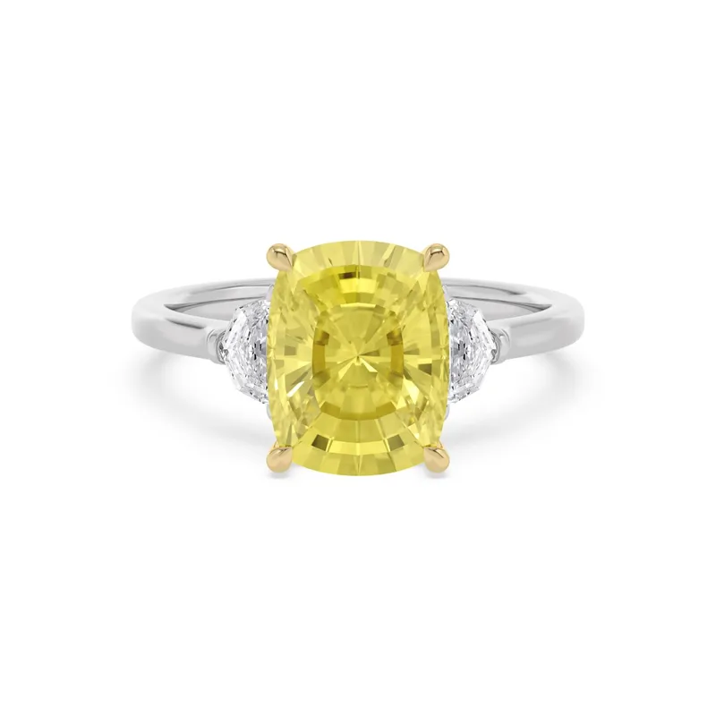 Amelie Long Cushion Yellow Lab-Grown Diamond Ring in two tone gold — view 1
