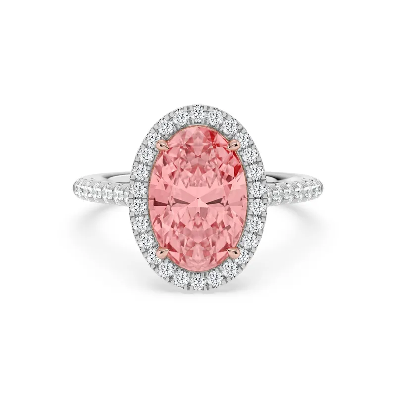 Rosella Oval Pink Lab-Grown Diamond Ring in two tone gold — view 1