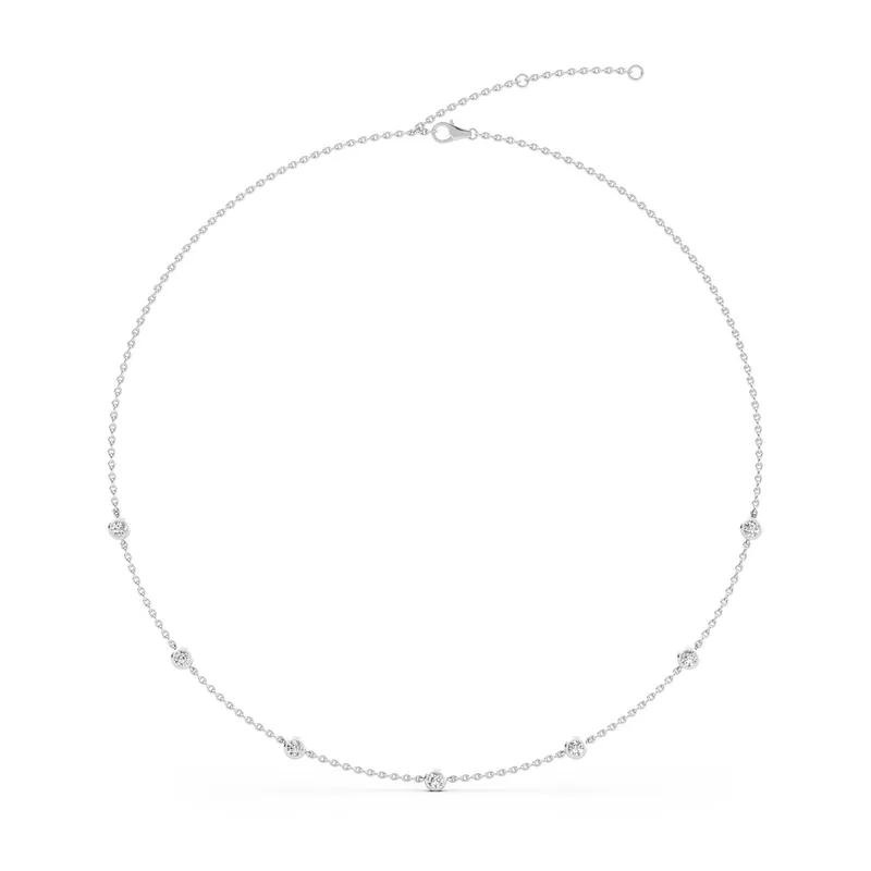 Vera Round Lab-Grown Diamond Necklace in 9kt white gold — view 1