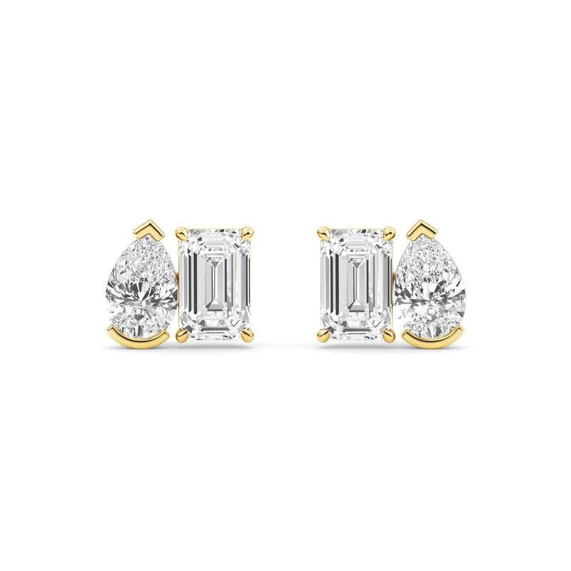 Evelina Mixed-Cut Lab-Grown Diamond Earrings in 9kt yellow gold — view 1