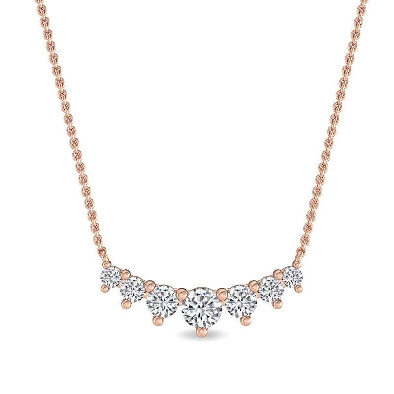 Serenity Round Lab-Grown Diamond Pendant in rose gold — view 1