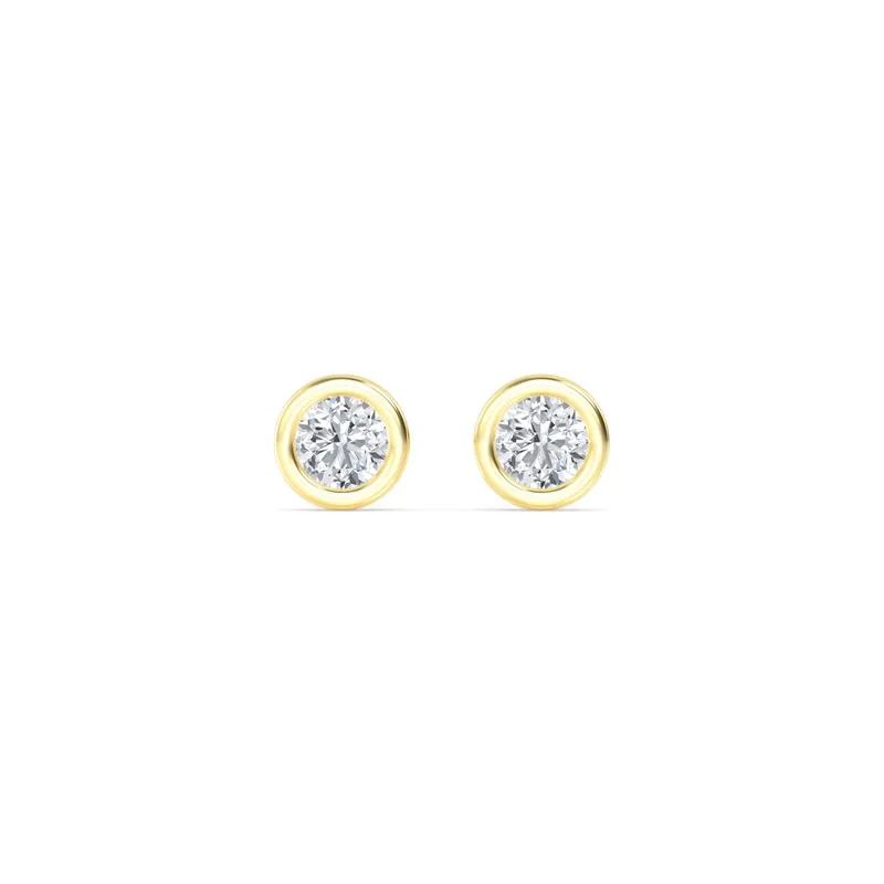 Icon Round Lab-Grown Diamond Earrings in yellow gold — view 1