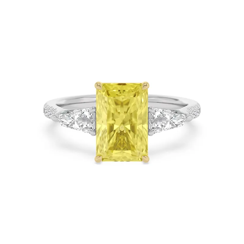 Aviva Radiant Yellow Lab-Grown Diamond Ring in two tone gold — view 1
