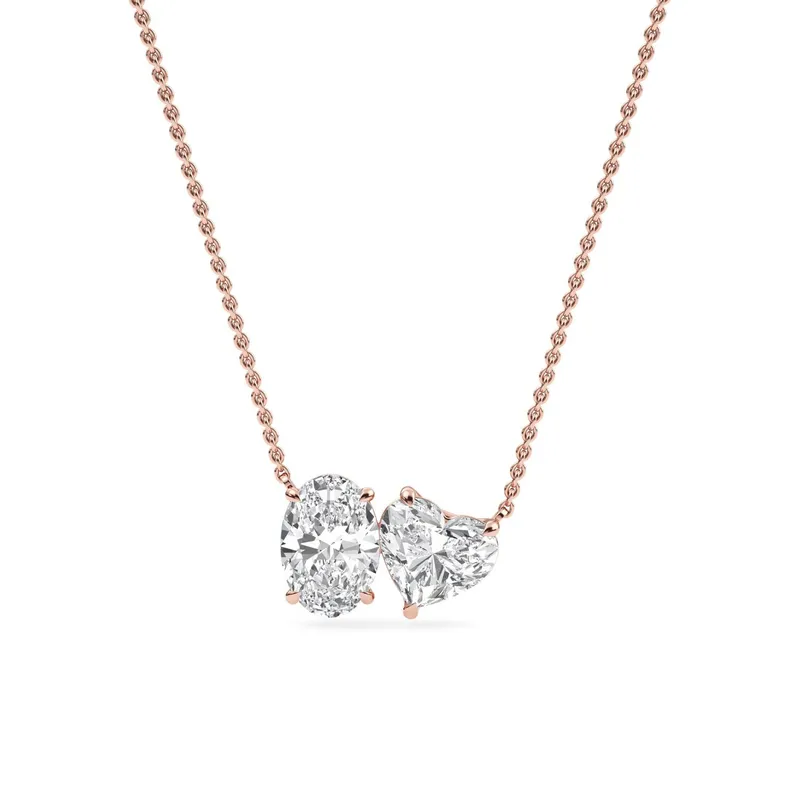 Promise Mixed-Cut Lab-Grown Diamond Pendant in rose gold — view 1