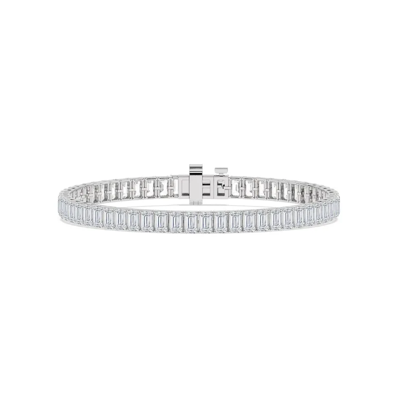 Regal Emerald Lab-Grown Diamond Bracelet in 9kt white gold — view 1