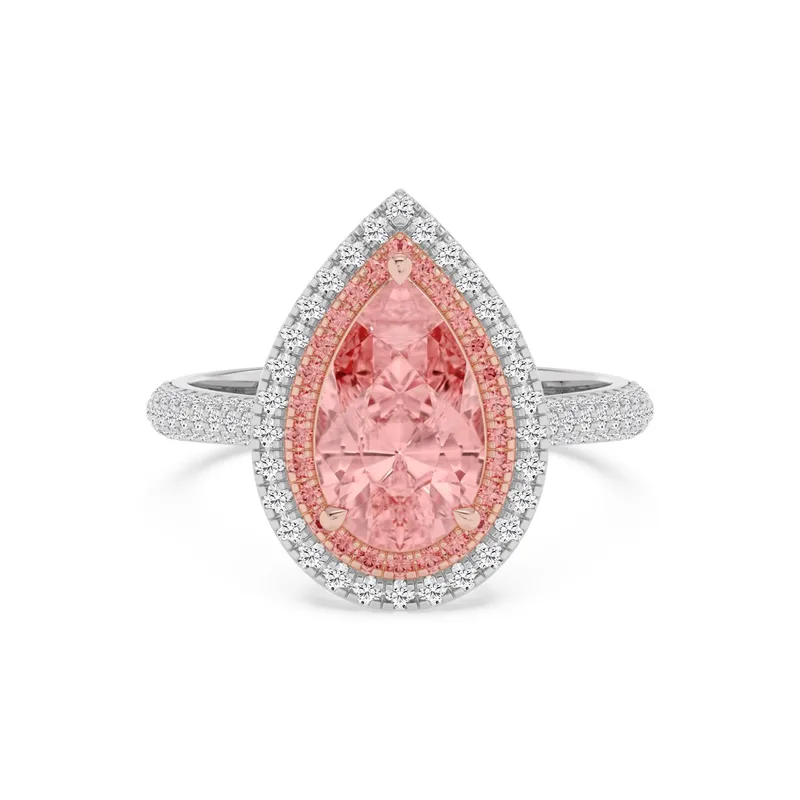 Rosabel Pear Pink Lab-Grown Diamond Ring in two tone gold — view 1