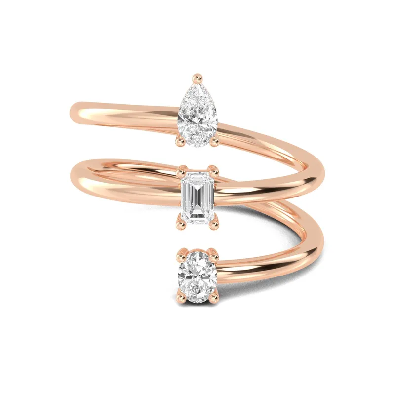 Lucia Mixed-Cut Lab-Grown Diamond Ring in rose gold — view 1