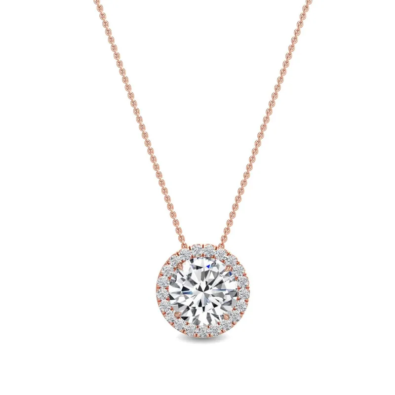 Amara Round Lab-Grown Diamond Pendant in rose gold — view 1