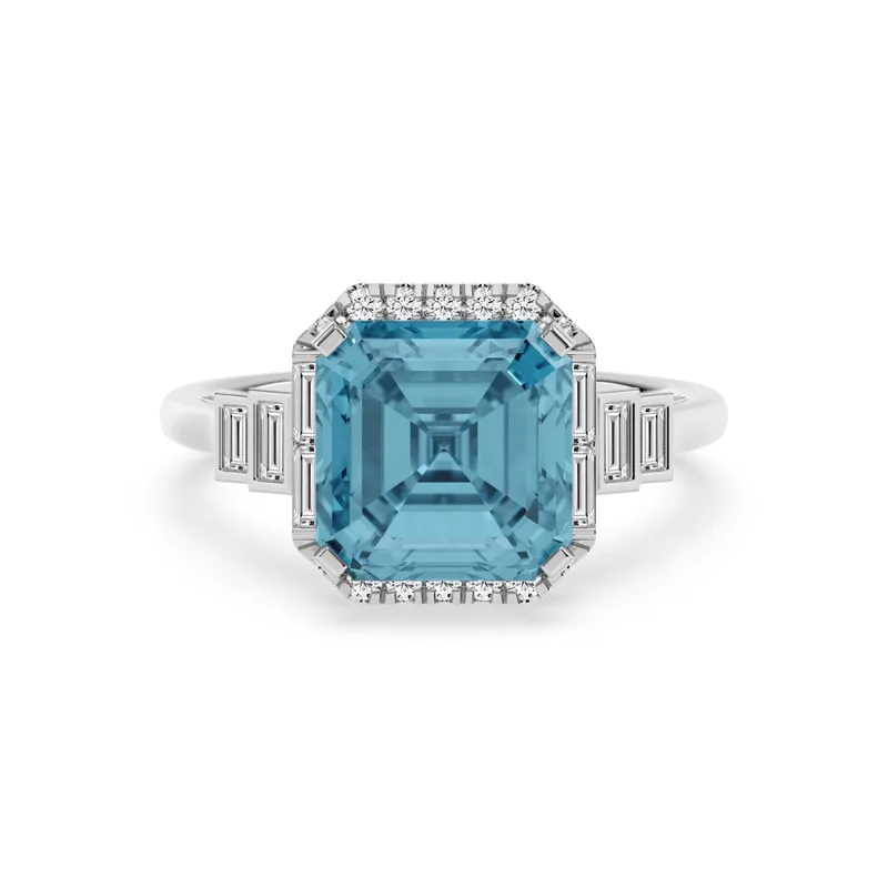 Azura Asscher Blue Lab-Grown Diamond Ring in white gold — view 1