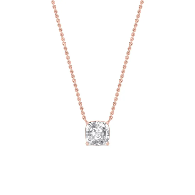 Arden Square Cushion Lab-Grown Diamond Pendant in rose gold — view 1