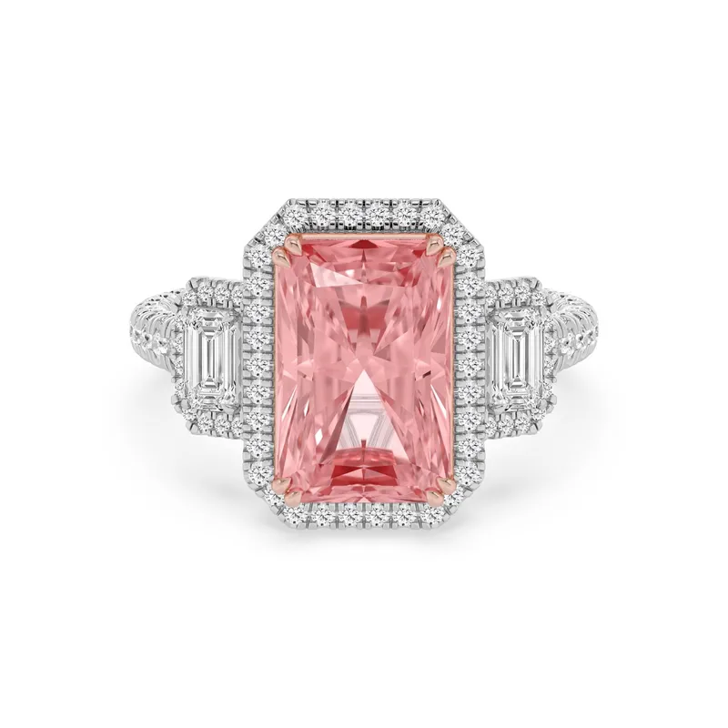 Rosa Radiant Pink Lab-Grown Diamond Ring in two tone gold — view 1