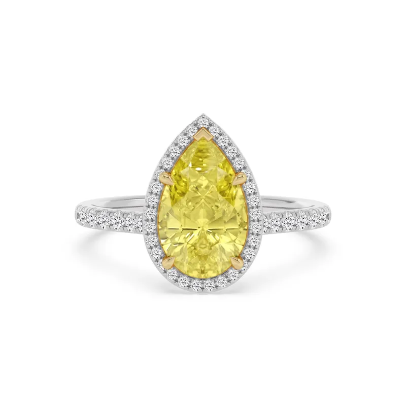 Aubrey Pear Yellow Lab-Grown Diamond Ring in two tone gold — view 1