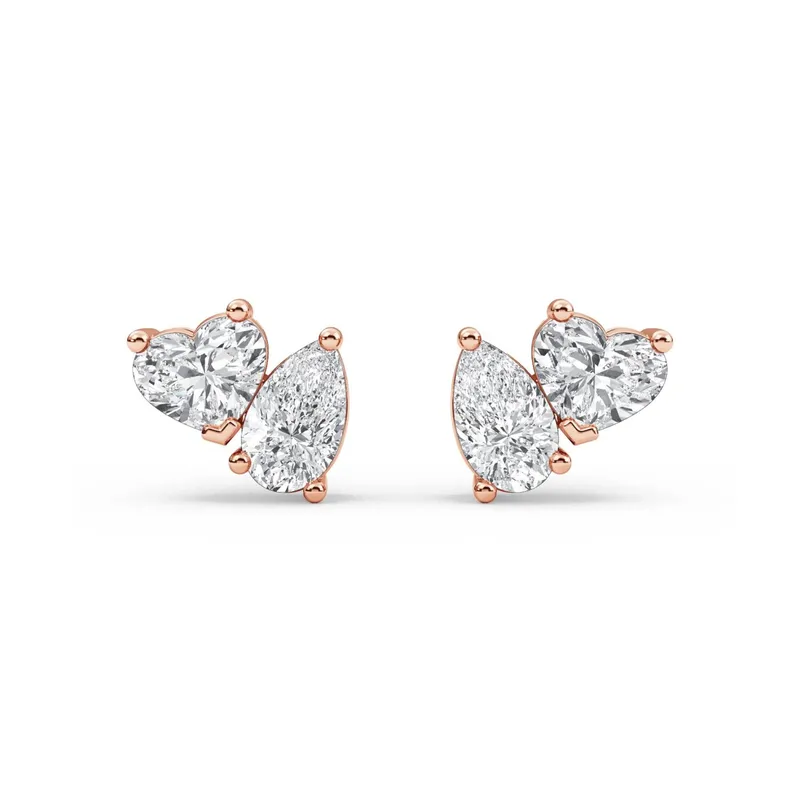 Amabel Mixed-Cut Lab-Grown Diamond Earrings in 9kt rose gold — view 1