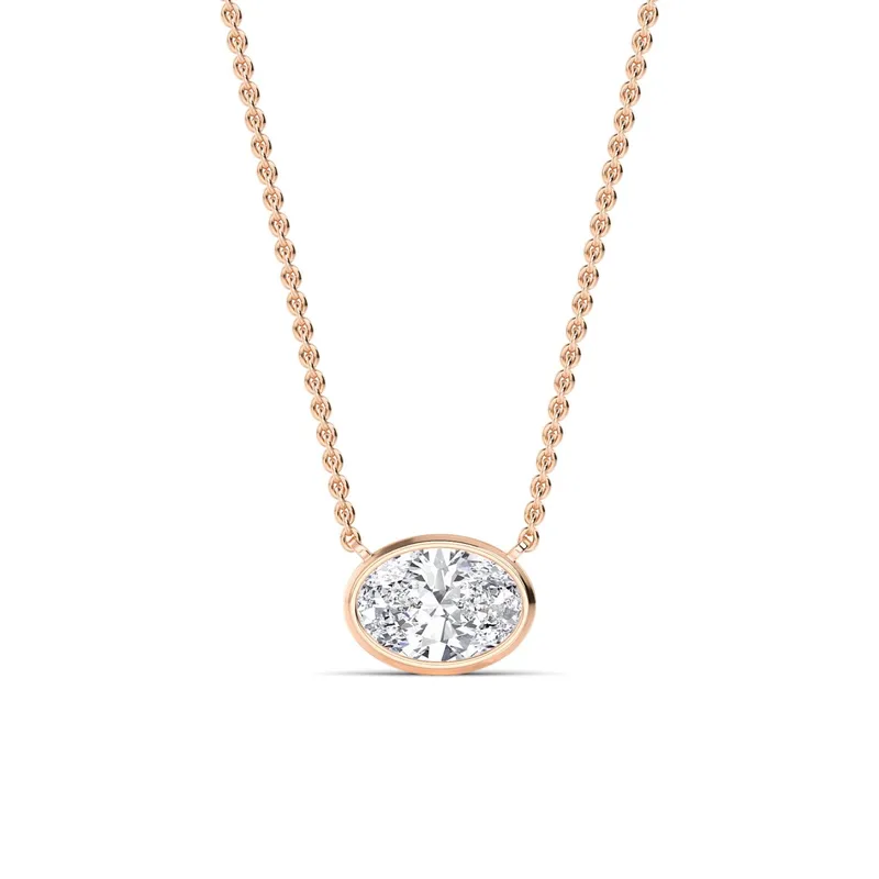 Adore Oval Lab-Grown Diamond Pendant in rose gold — view 1