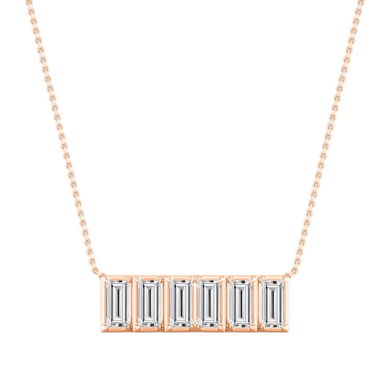 Axis Baguette Lab-Grown Diamond Pendant in 9kt rose gold — view 1