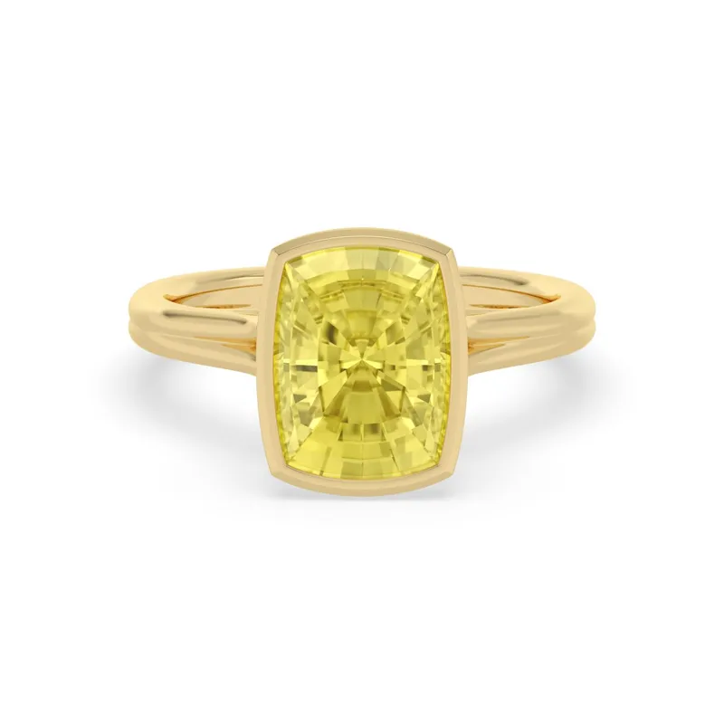 Saffron Long Cushion Lab-Grown Diamond Ring in 14kt yellow gold — view 1