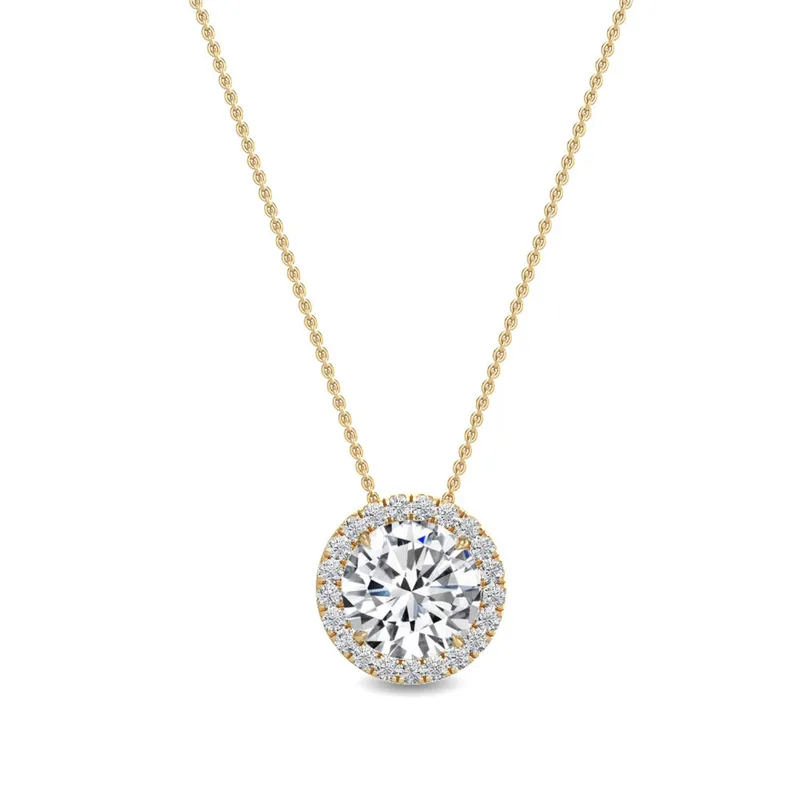 Amara Round Lab-Grown Diamond Pendant in yellow gold — view 1