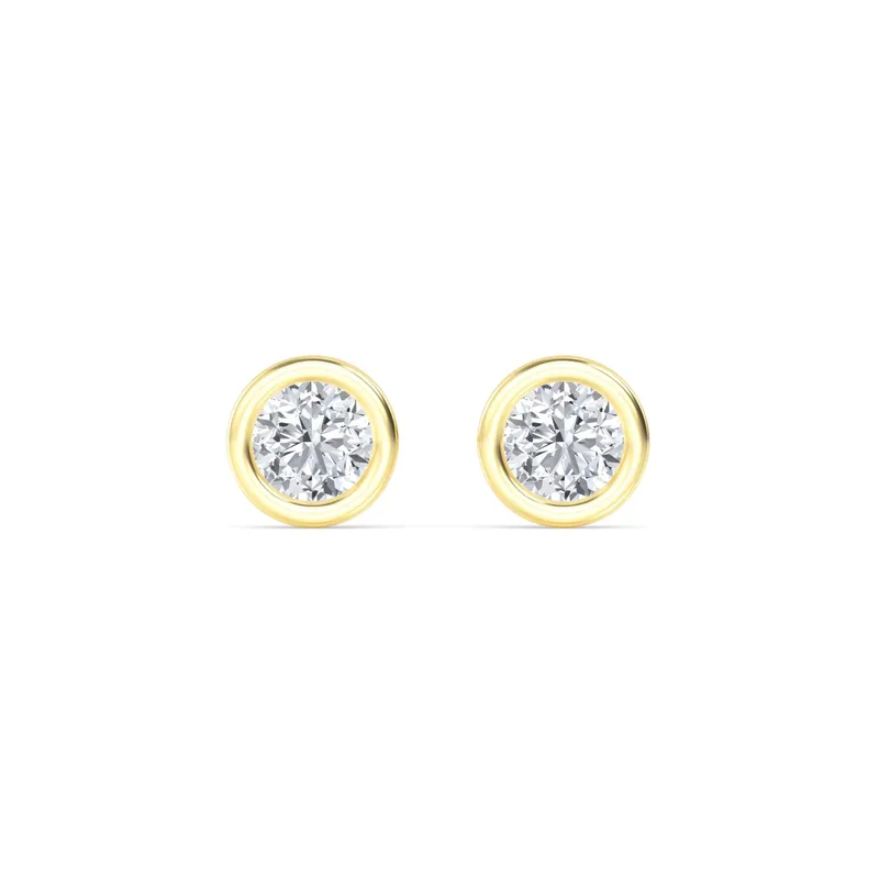 Icon Round Lab-Grown Diamond Earrings in yellow gold — view 1