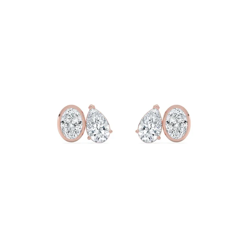 Clarissa Mixed-Cut Lab-Grown Diamond Earrings in 9kt rose gold — view 1