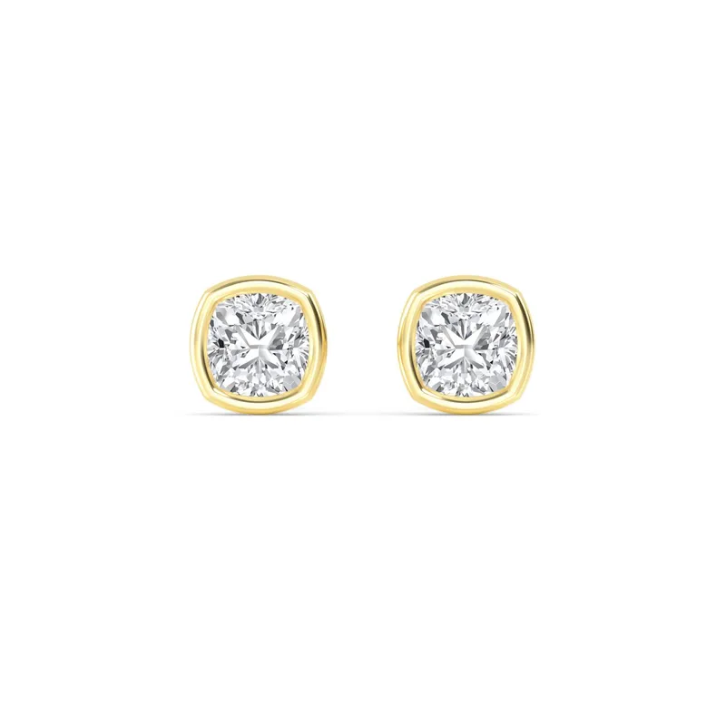 Icon Cushion Lab-Grown Diamond Earrings in yellow gold — view 1
