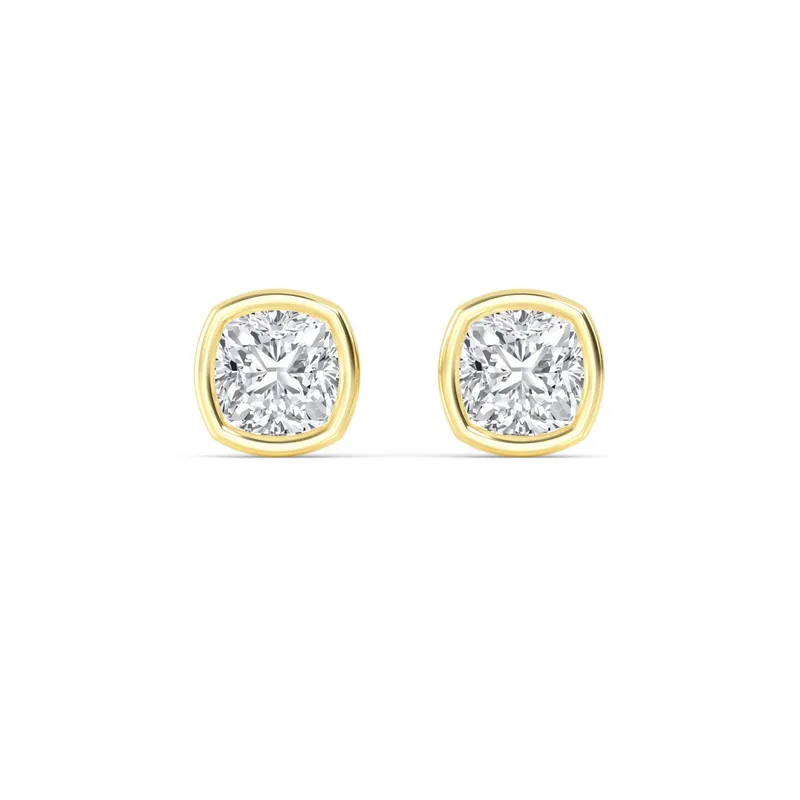 Icon Cushion Lab-Grown Diamond Earrings in yellow gold — view 1