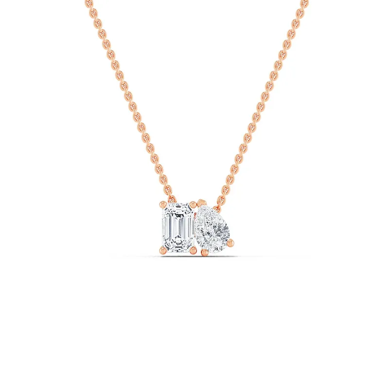 Poise Mixed-Cut Lab-Grown Diamond Pendant in rose gold — view 1
