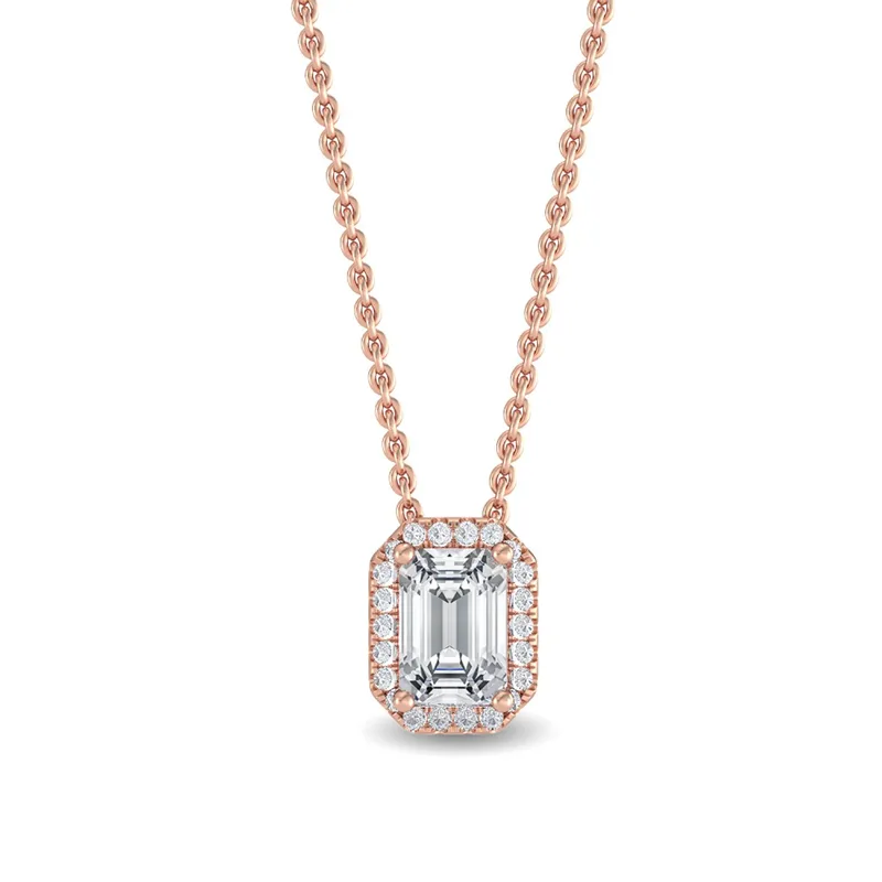 Luna Radiant Lab-Grown Diamond Pendant in rose gold — view 1