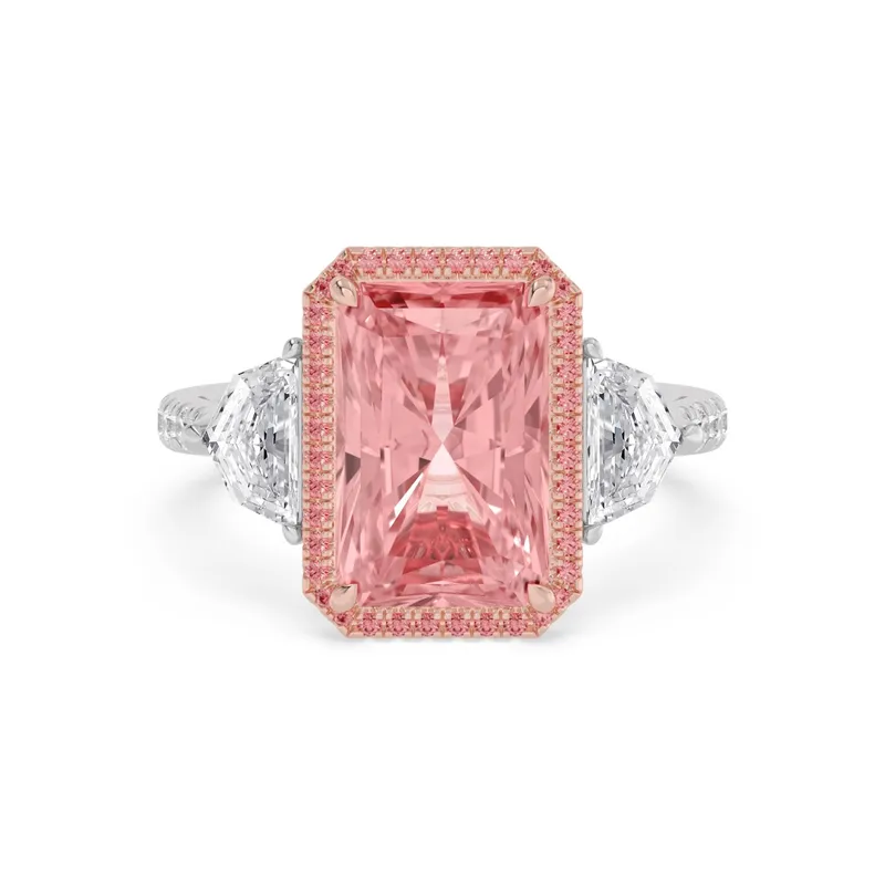Rosemarie Radiant Pink Lab-Grown Diamond Ring in two tone gold — view 1