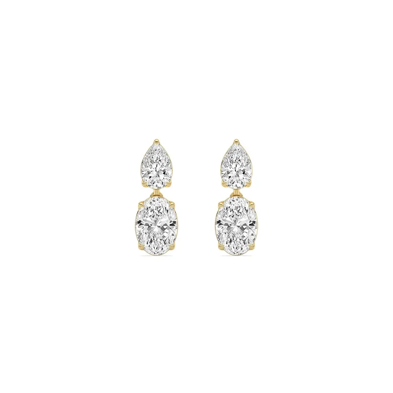 Aria Mixed-Cut Lab-Grown Diamond Earrings in yellow gold — view 1