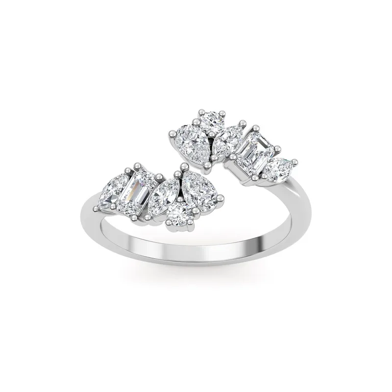 Flora Mixed-Cut Lab-Grown Diamond Ring in white gold — view 1
