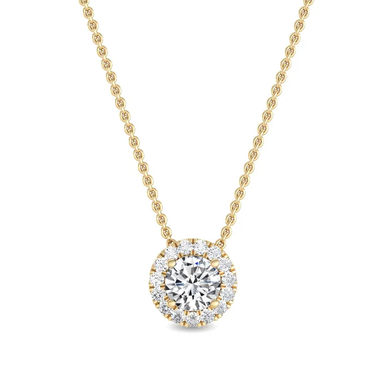 Aurora Round Lab-Grown Diamond Pendant in yellow gold — view 1