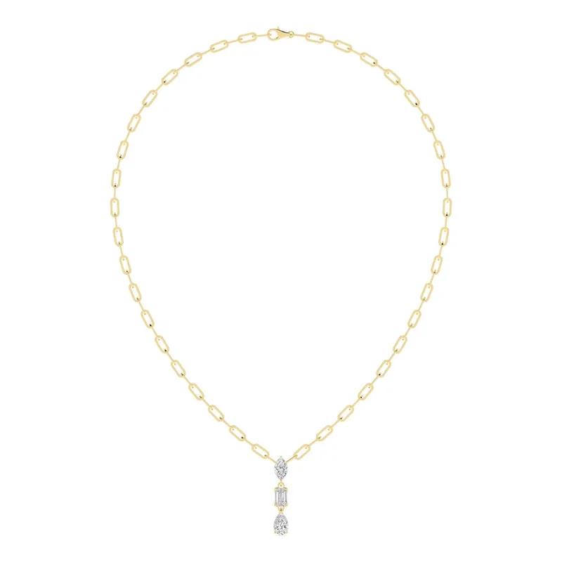 Evora Mixed-Cut Lab-Grown Diamond Necklace in 18kt yellow gold — view 1