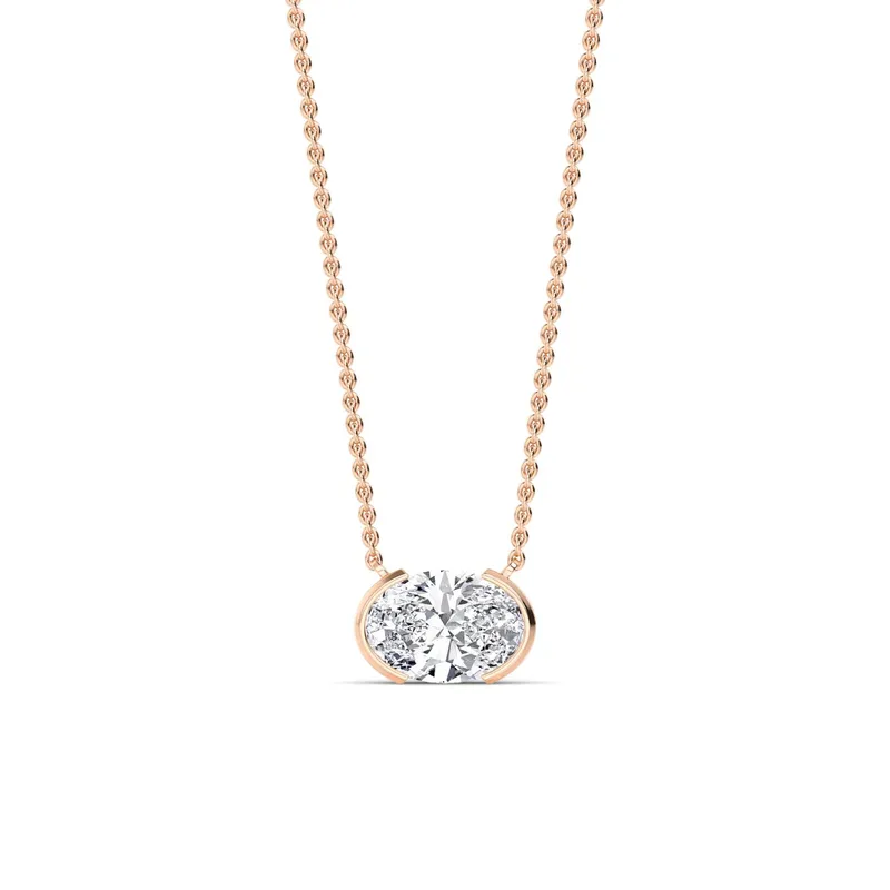 Essence Oval Lab-Grown Diamond Pendant in rose gold — view 1