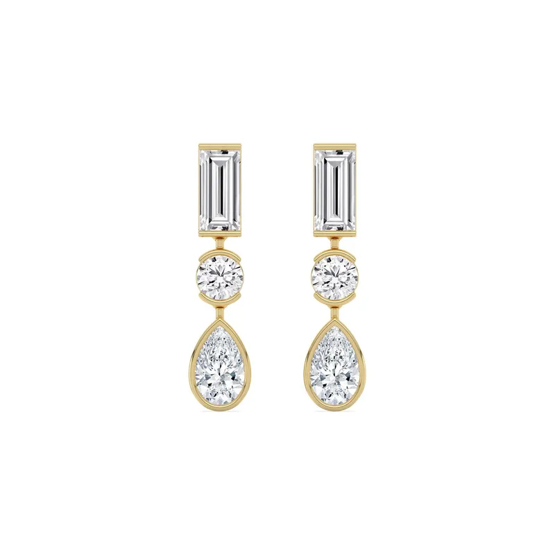 Paloma Mixed-Cut Lab-Grown Diamond Earrings in yellow gold — view 1