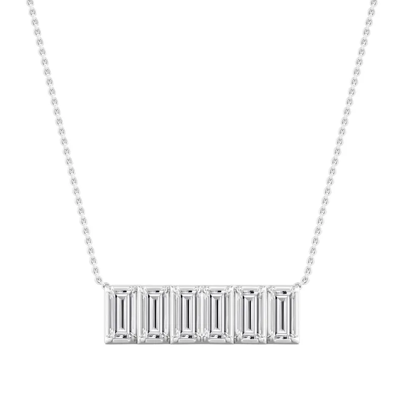 Axis Baguette Lab-Grown Diamond Pendant in 9kt white gold — view 1