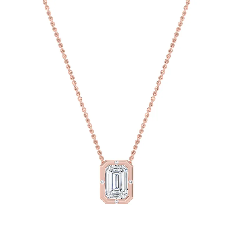 Clarity Emerald Lab-Grown Diamond Pendant in rose gold — view 1
