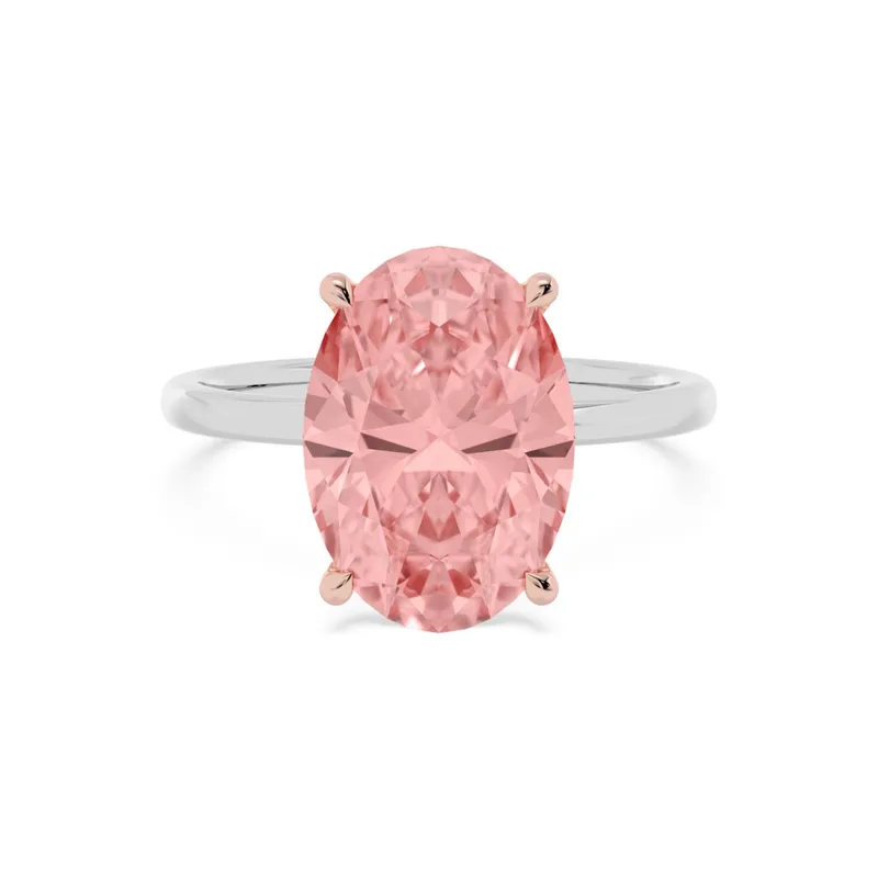 Renee Oval Pink Lab-Grown Diamond Ring in two tone gold — view 1
