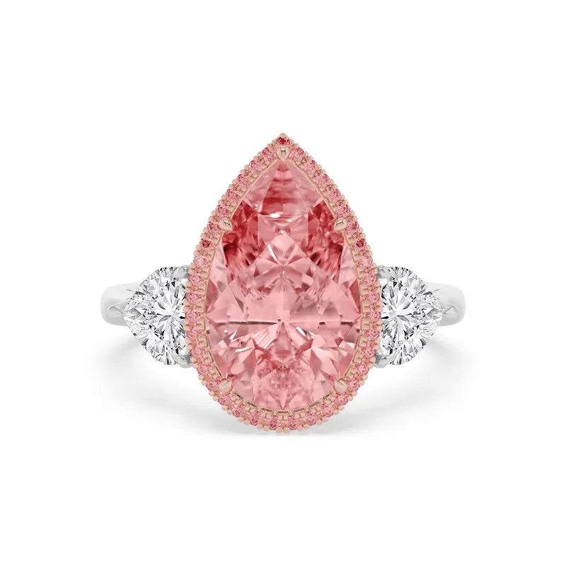 Rosetta Pear Pink Lab-Grown Diamond Ring in two tone gold — view 1