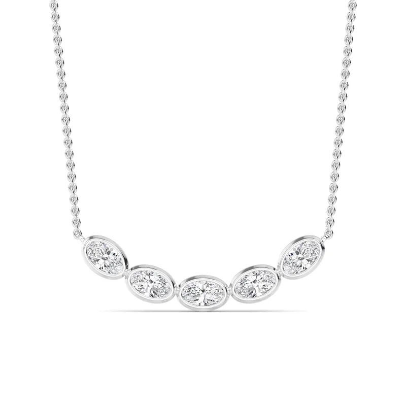Lucent Oval Lab-Grown Diamond Pendant in white gold — view 1
