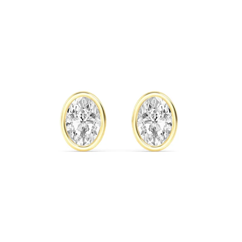 Icon Oval Lab-Grown Diamond Earrings in yellow gold — view 1